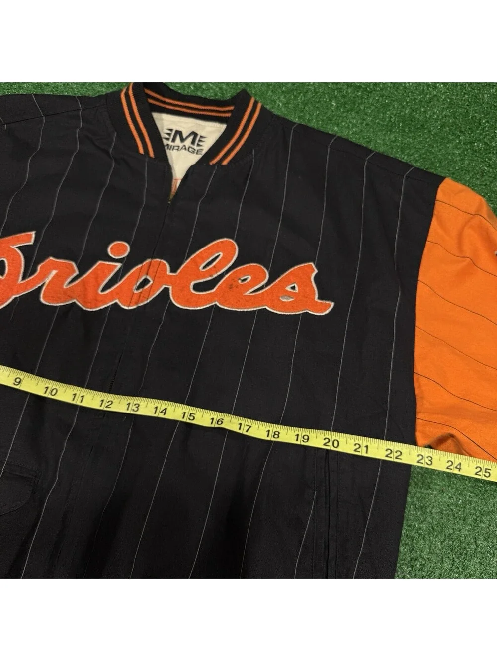 Vintage 1991 Mirage MLB Baltimore Orioles Cooperstown Pinstripe Varsity Jacket L